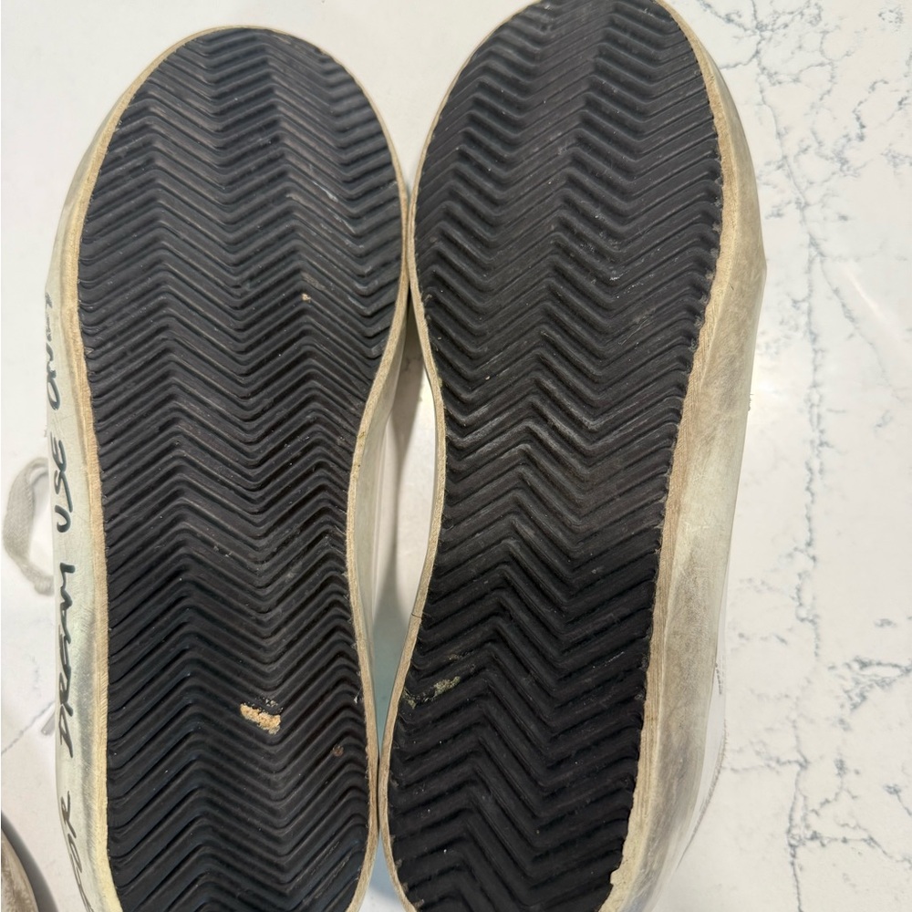 Golden Goose Tennis Shoe - Superstar with Lime Green Star and Silver Heel Tab - Picture 7 of 7